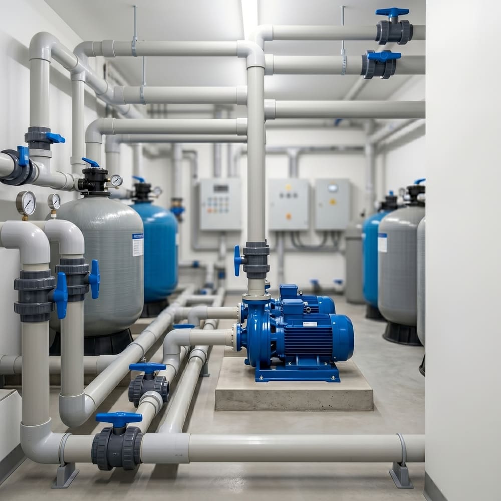 Техническое помещение с насосами и трубами