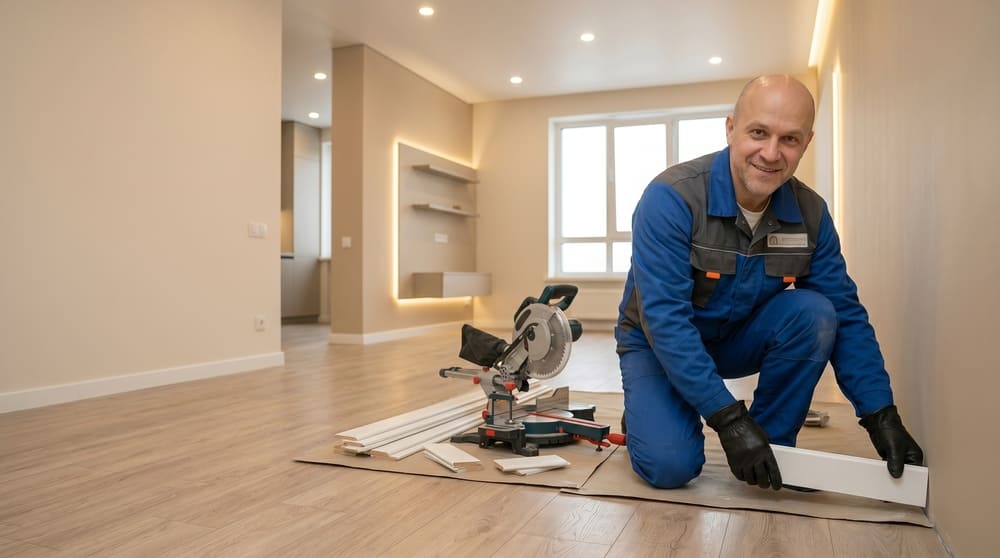 Монтаж плинтусов и багетов 